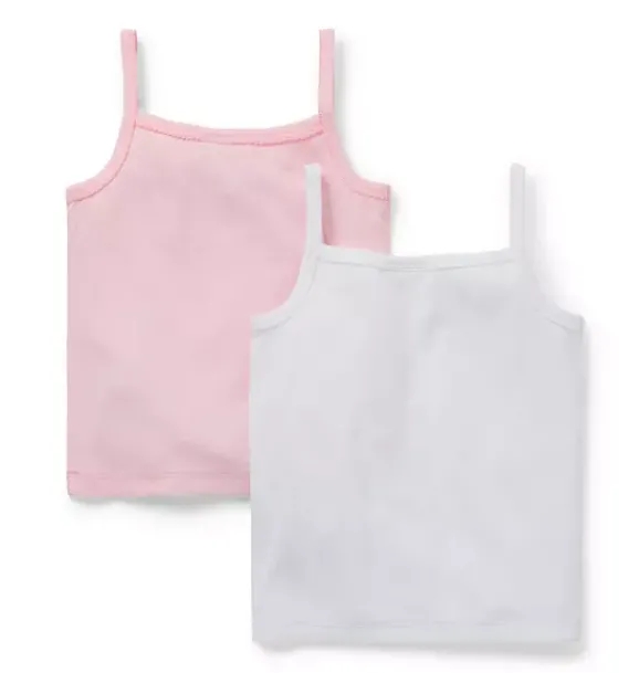 Janie and Jack Underwear|Sleeveless Tops-Ribbed Bow Camisole 2-Pack white and light pink