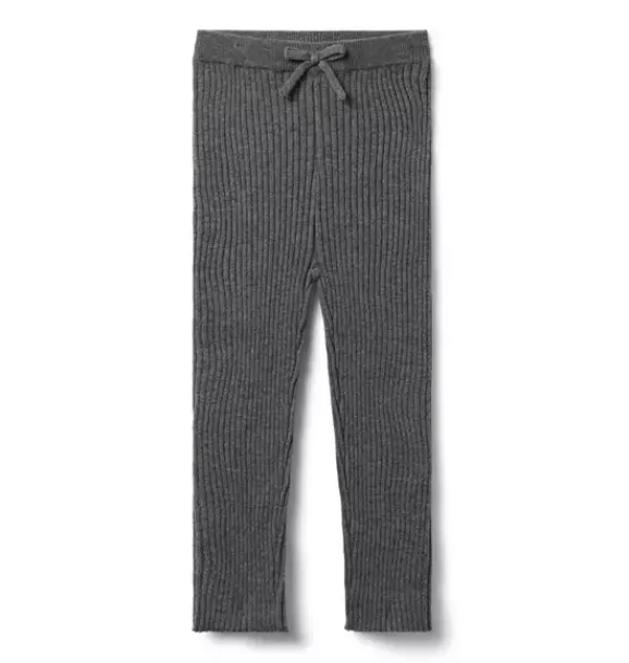Janie and Jack Leggings-Ribbed Bow Legging charcoal heather