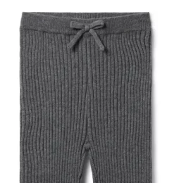 Janie and Jack Leggings-Ribbed Bow Legging charcoal heather