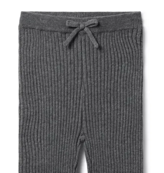 Janie and Jack Leggings-Ribbed Bow Legging charcoal heather