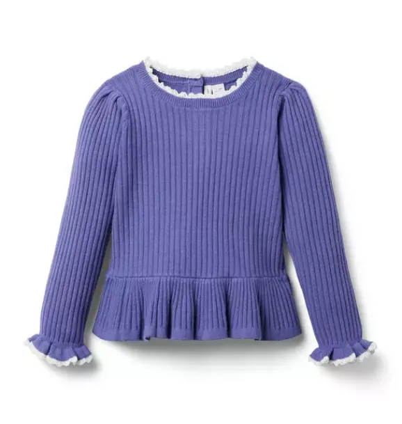 Janie and Jack Sweaters & Sweatshirts-Ribbed Peplum Sweater twilight purple