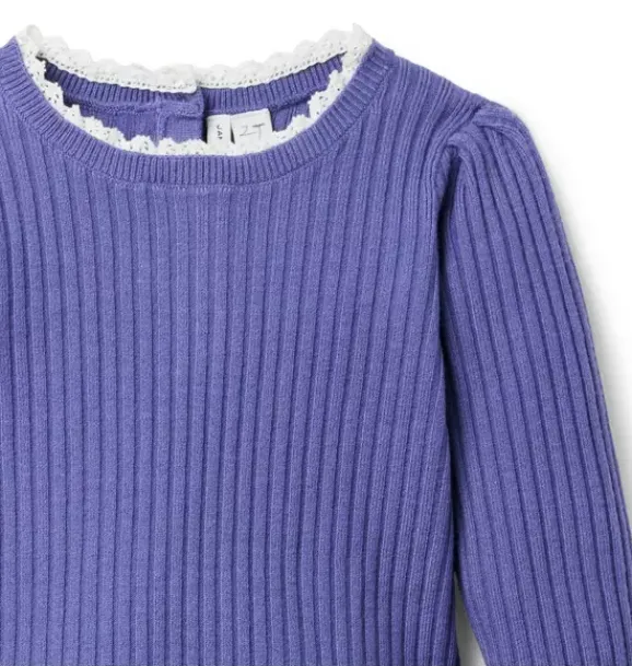 Janie and Jack Sweaters & Sweatshirts-Ribbed Peplum Sweater twilight purple