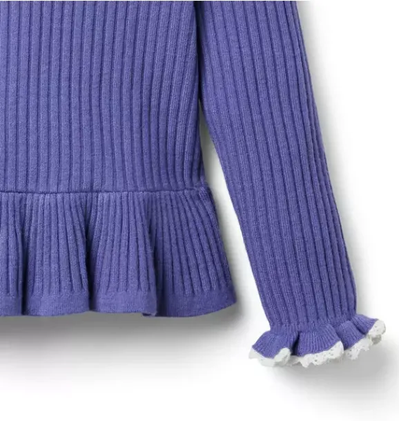 Janie and Jack Sweaters & Sweatshirts-Ribbed Peplum Sweater twilight purple