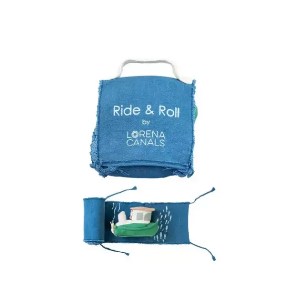 Janie and Jack Development Toys-Ride & Roll Sea Clean Up Boat blue