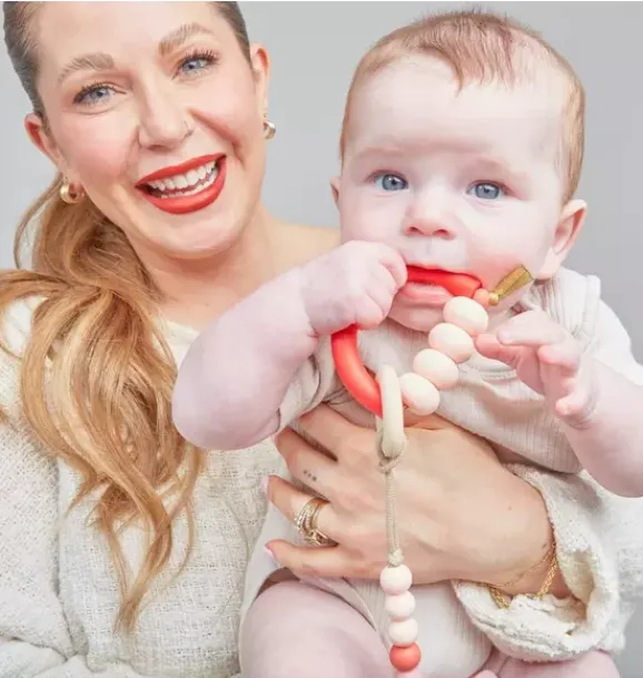 Janie and Jack Teethers And Bottles-Rose Arch Ring Teether red