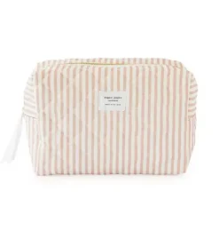 Janie and Jack Desk Accessories-Rose Stripe Large Cosmetic Pouch multi