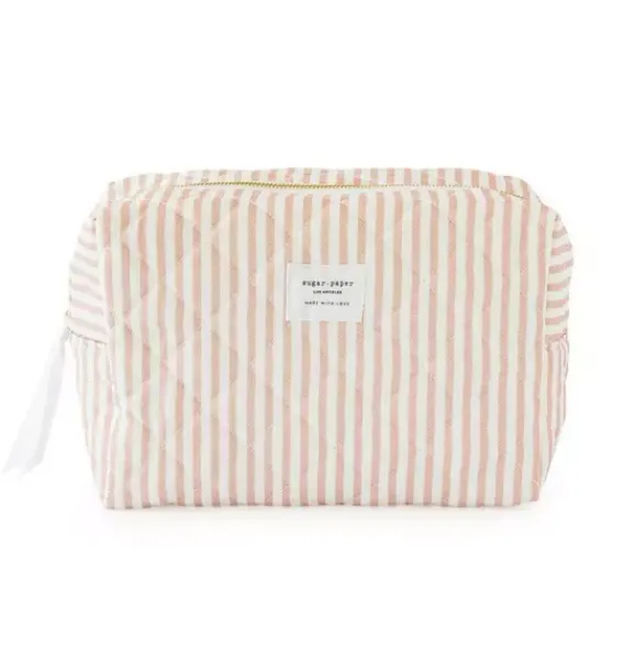 Janie and Jack Desk Accessories-Rose Stripe Large Cosmetic Pouch multi