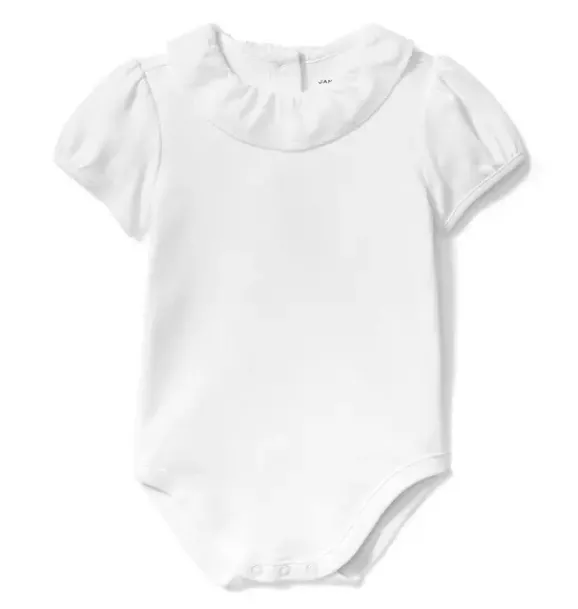 Janie and Jack Tops & Bodysuits-Ruffle Collar Bodysuit white