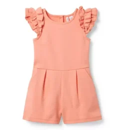 Janie and Jack Rompers & Jumpsuits-Ruffle Ponte Romper orange lily