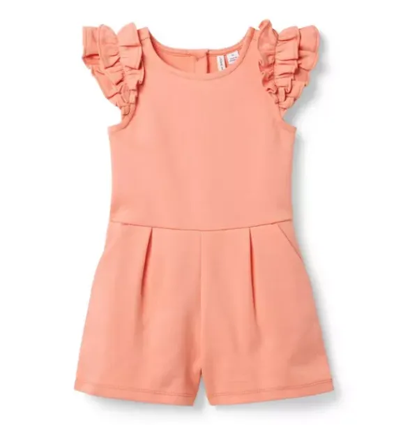 Janie and Jack Rompers & Jumpsuits-Ruffle Ponte Romper orange lily