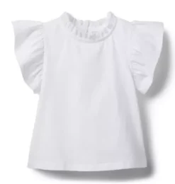 Janie and Jack Short Sleeve Tops-Ruffle Sleeve Top white