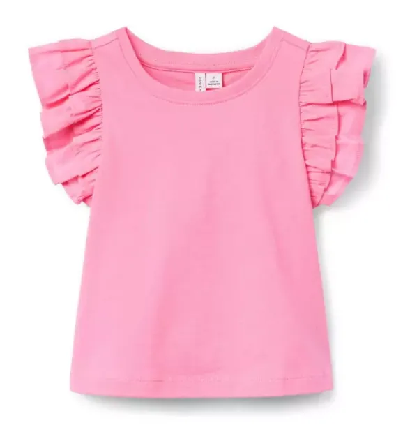 Janie and Jack Short Sleeve Tops-Ruffle Sleeve Top blooming pink