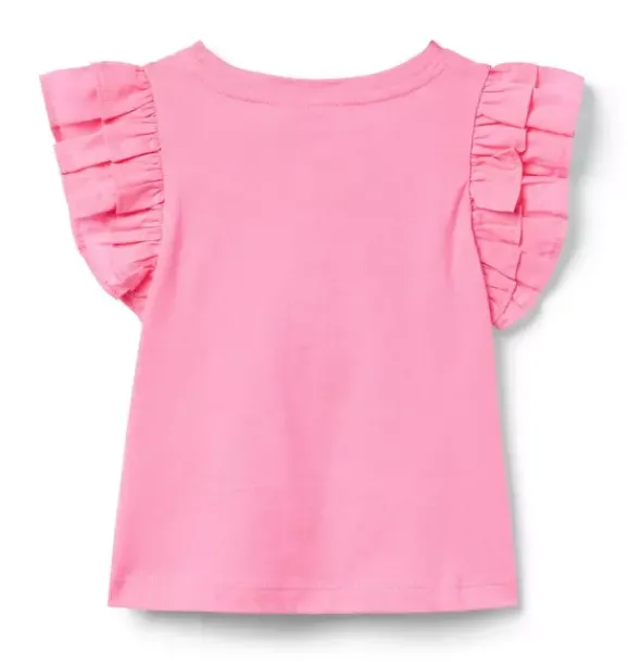 Janie and Jack Short Sleeve Tops-Ruffle Sleeve Top blooming pink