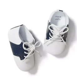 Janie and Jack Shoes & Accessories-Saddle Crib Shoe white