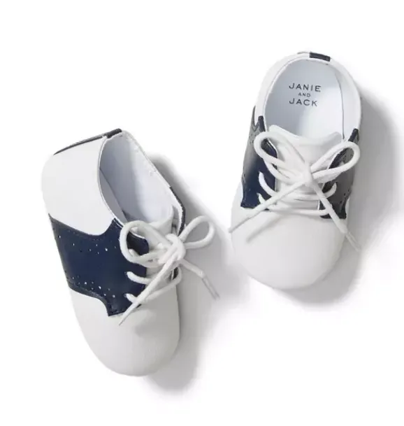 Janie and Jack Shoes & Accessories-Saddle Crib Shoe white
