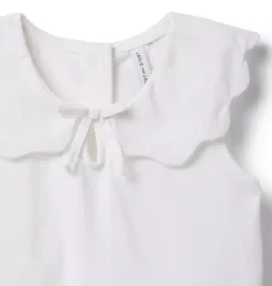 Janie and Jack Sleeveless Tops-Scalloped Collar Top white