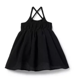 Janie and Jack Dresses-Seersucker Crossback Dress jj black