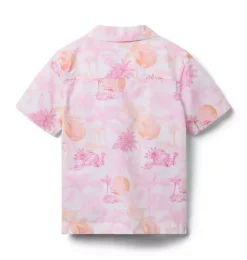 Janie and Jack Swim Outfits|Matching Sets-Serena Williams x Toile Tour Cabana Shirt perfect pink toile
