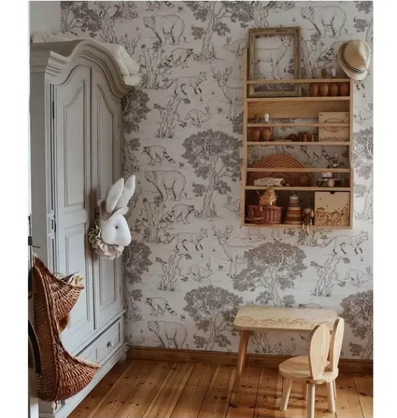 Janie and Jack Wallpaper-Sketchbook Animals Wallpaper white