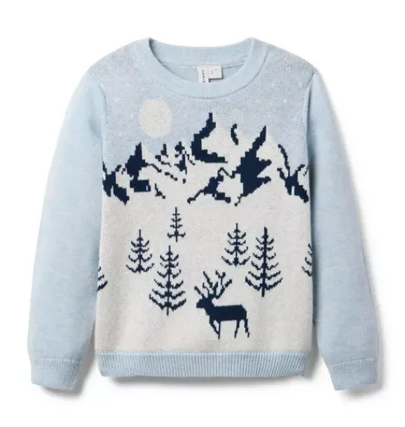Janie and Jack Sweaters & Sweatshirts-Snow Scenic Sweater pale blue