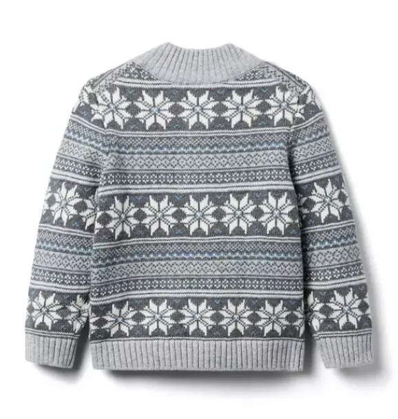 Janie and Jack Sweaters & Sweatshirts-Snowflake Fair Isle Sweater classic grey heather fair isle