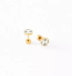 Janie and Jack Kids Accessories|Jewelry-Soccer Ball Stud Earrings white