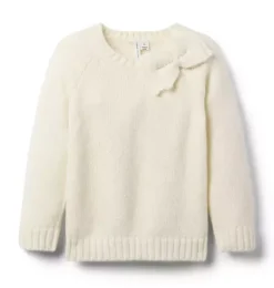 Janie and Jack Sweaters & Sweatshirts-Sparkle Bow Sweater nutmeg cream sparkle