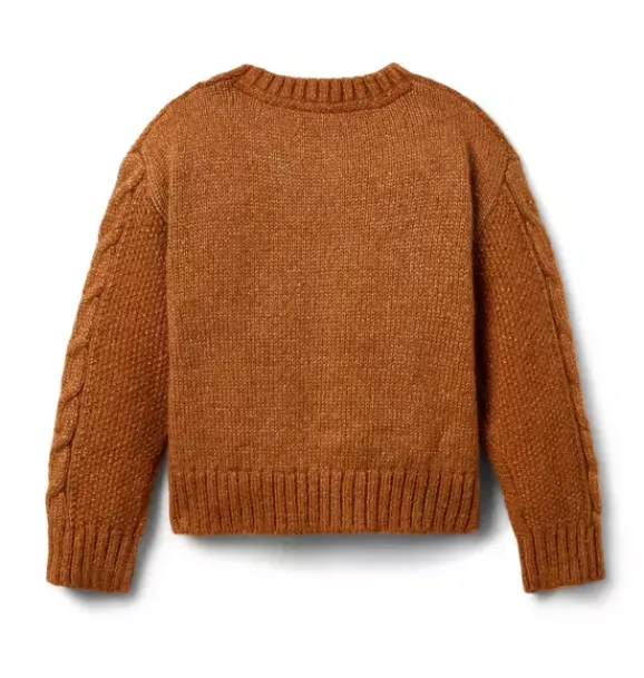 Janie and Jack Sweaters & Sweatshirts-Sparkle Cable Knit Sweater soft cocoa brown