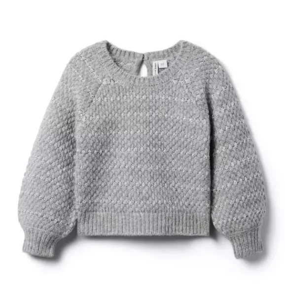 Janie and Jack Sweaters & Sweatshirts-Sparkle Stripe Sweater soft grey heather stripe