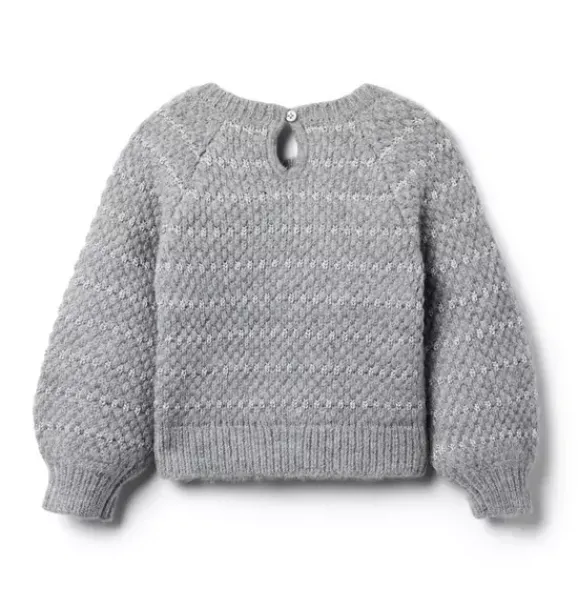 Janie and Jack Sweaters & Sweatshirts-Sparkle Stripe Sweater soft grey heather stripe