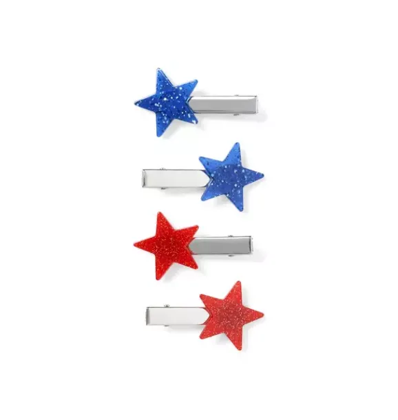 Janie and Jack Hair-Star Barrette Set bright blue and cherry