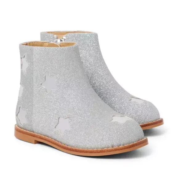 Janie and Jack Shoes-Star Sparkle Side Zip Bootie silver