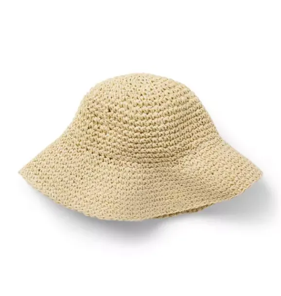 Janie and Jack Accessories|Girl-Straw Bucket Hat natural