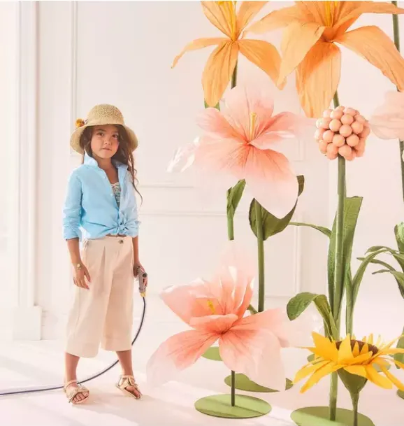 Janie and Jack Accessories|Girl-Straw Bucket Hat natural
