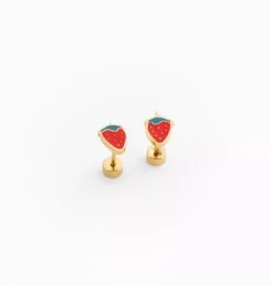 Janie and Jack Kids Accessories|Jewelry-Strawberry Stud Earrings red