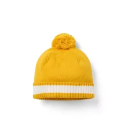 Janie and Jack Hats & Gloves-Stripe Pom Beanie bright yellow