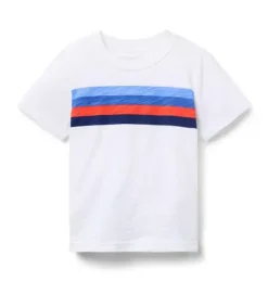 Janie and Jack Tees-Stripe Slub Tee white