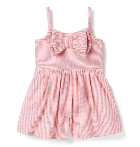 Janie and Jack Rompers & Jumpsuits-Striped Bow Romper cherry stripe
