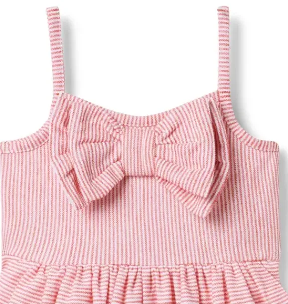 Janie and Jack Rompers & Jumpsuits-Striped Bow Romper cherry stripe