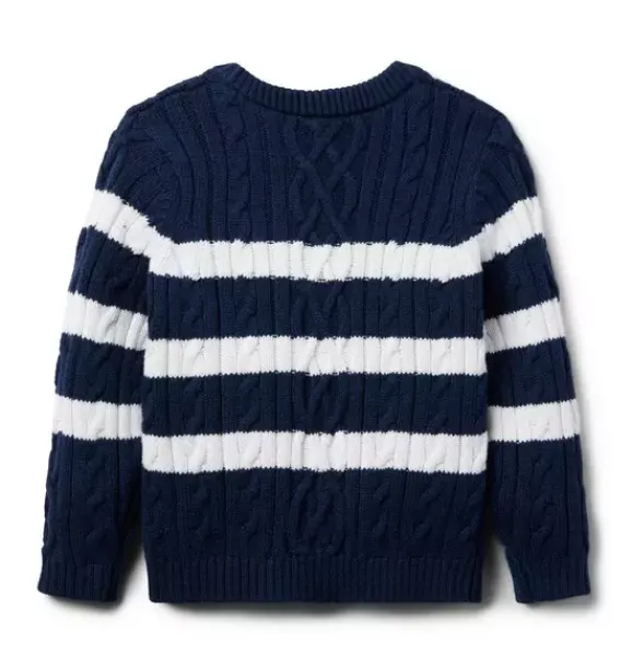 Janie and Jack Sweaters & Sweatshirts-Striped Cable Knit Sweater merchant marine stripe