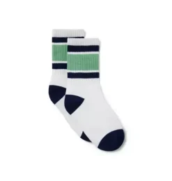 Janie and Jack Socks-Striped Crew Sock jet ivory stripe