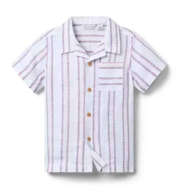 Janie and Jack Matching Sets|Shirts-Striped Jacquard Shirt white stripe