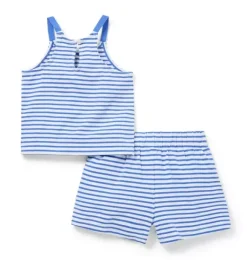 Janie and Jack Matching Sets|Skirts & Shorts-Striped Matching Set blueberry stripe