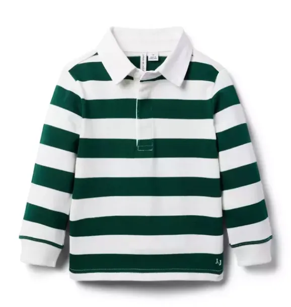 Janie and Jack Polos-Striped Rugby Shirt enchanted forest stripe