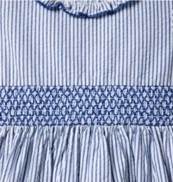 Janie and Jack Dresses-Striped Seersucker Ruffle Collar Dress hydrangea blue stripe
