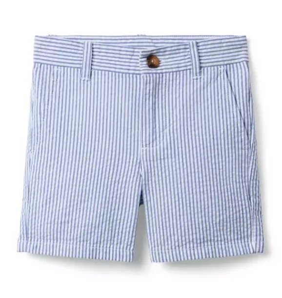 Janie and Jack Suiting|Shorts-Striped Seersucker Short atlantic blue stripe