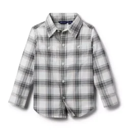 Janie and Jack Shirts-Tartan Flannel Shirt jet ivory plaid
