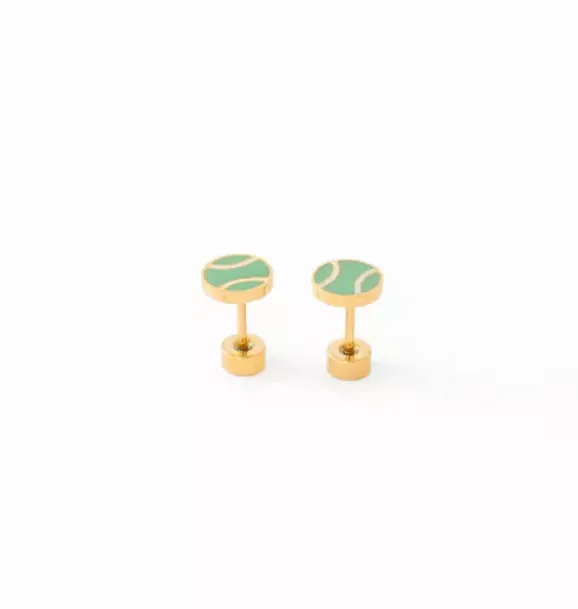 Janie and Jack Kids Accessories|Jewelry-Tennis Ball Stud Earrings green