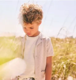 Janie and Jack Polos|Sweaters & Sweatshirts-Textured Knit Collared Sweater bone
