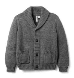Janie and Jack Sweaters & Sweatshirts-Textured Shawl Collar Cardigan charcoal heather